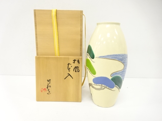 JAPANESE TEA CEREMONY / HANAIRE FLOWER VASE / PINE / ARTISAN WORK